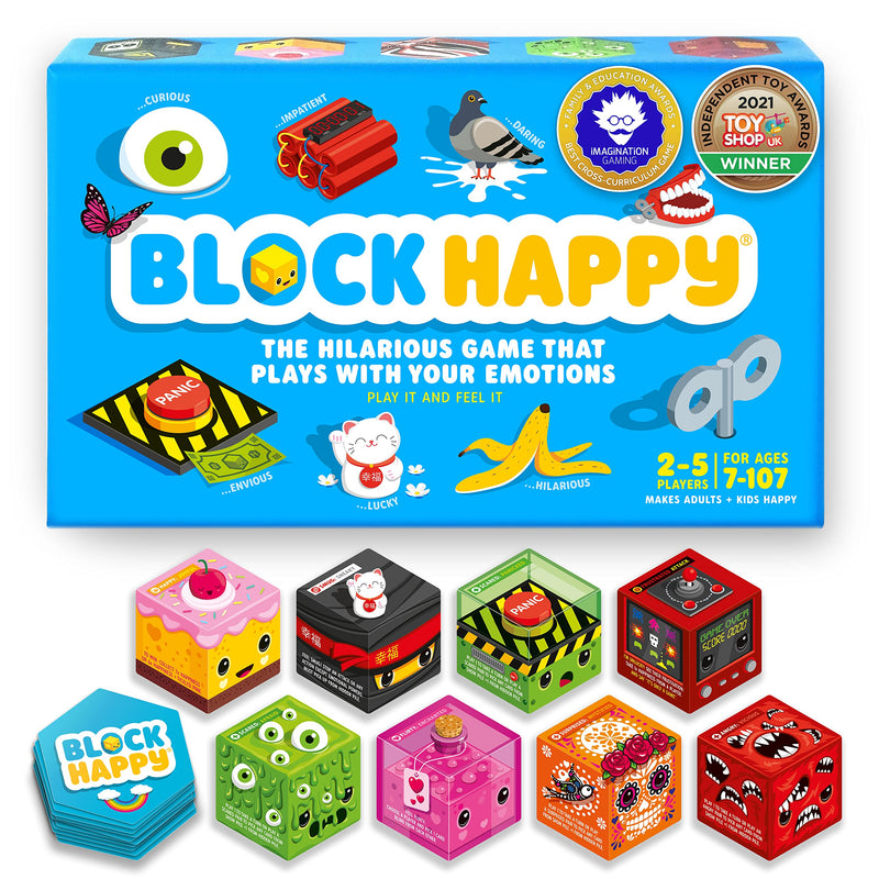 Block Happy - Award Winning Funny Kids Family Board Game, Play With Your Emotions, Children, Teens, Adults, Best Family Card Games, 6+ Years