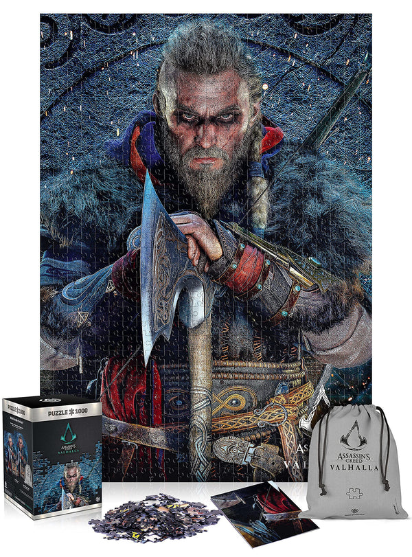 Good Loot Assassin's Creed Valhalla Eivor - 1000 Pieces Jigsaw Puzzles for Adults and Kids Age 14 Up - 68x48cm Gaming Puzzle with Poster and Carry Bag - Assassin's Creed Merchandise