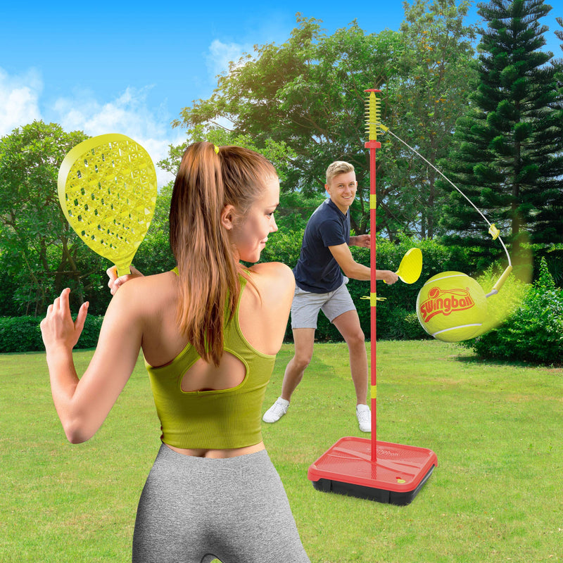 Classic All Surface Swingball Set, Real Tennis Ball, Championship Bats, All Surface Base with Integrated Carry Case for Transportation, For ages 6+ to Adult, Classic Outdoor Games, Red and Yellow