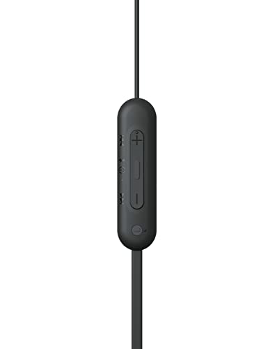 Sony WI-C100 Wireless In-ear Headphones - Up to 25 hours of battery life - Water resistant -Built-in mic for phone calls - Voice Assistant compatible - Reliable Bluetooth® connection - Black (Renewed)