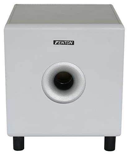 Fenton SHFS10W Active Subwoofer Speaker, 10" for Home Theatre Surround Sound, Hi-Fi Systems, White