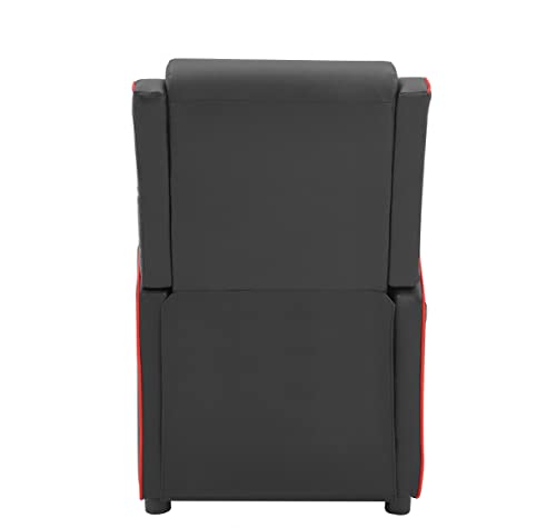 Gaming Recliner Gaming Armchair, Gaming Chair with Footrest and Headrest with Reclining Function for Ultimate Gaming Set Up with Chair Side Pockets in (Black with Red Trim)