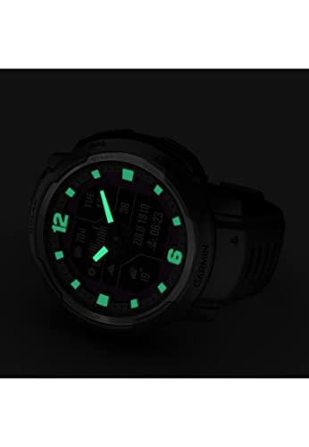 Garmin Instinct Crossover Solar Tactical Hybrid Smartwatch, 45 mm, Solar Charging, Rugged Design and Super-Luminova Hands, 70 Days Runtime, 30 Multisport Apps, GPS, Tactical Functions (Black)
