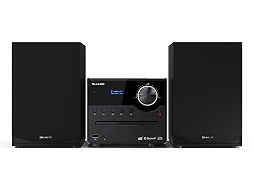 SHARP XL-B517D(BK) Micro Hi-Fi Sound System Stereo with DAB Radio, DAB+, FM, Bluetooth, CD-MP3, USB Playback, Wooden Speakers, 45W – Black