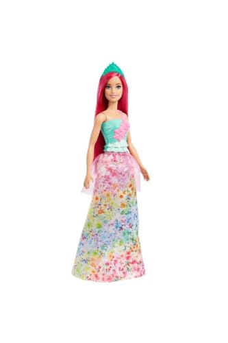 Barbie Dreamtopia Royal Doll with Dark-Pink Hair & Sparkly Bodice Wearing Removable Skirt, Shoes & Headband, HGR15