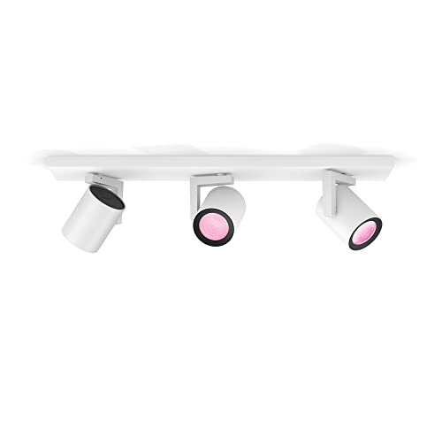 Philips Hue Argenta White & Colour Ambiance Smart 3x Ceiling Spotlight Bar LED (GU10) with Bluetooth, White, Works with Alexa, Google Assistant and Apple HomeKit