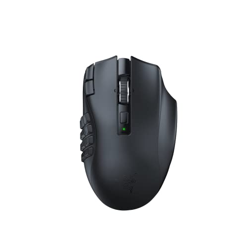 Razer Naga V2 HyperSpeed - Ergonomic Wireless MMO Gaming Mouse (with 19 Programmable Buttons, HyperSpeed Wireless (2.4 GHz), Up to 250 Hours of Battery Life, Focus Pro 30 K Optical Sensor) Black