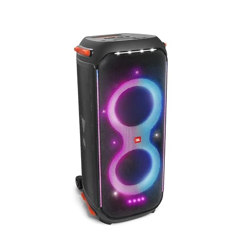 JBL PartyBox 710 Portable Indoor and Outdoor Party Speaker with Built-In Lights, IPX4 Splashproof Design, Deep Bass and Robust Wheels, in Black