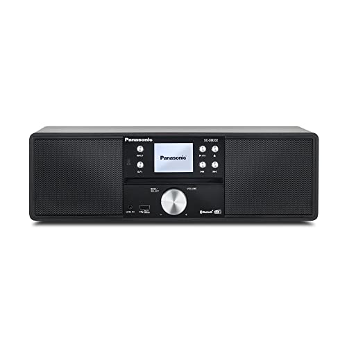 Panasonic SC-DM202EG-K Compact Micro Hi-Fi Stereo System with CD, DAB+/FM Radio, USB and Bluetooth, 24W Speakers, Remote Control, 2.4" TFT LCD Display, EQ Settings, Black.