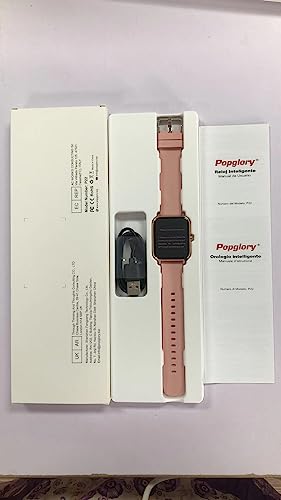 Popglory Smart Watch, 1.4'' HD Fitness Tracker with Blood Pressure, Heart Rate & Blood Oxygen Monitor, Smartwatch, Step Counter, Fitness Watch for Women Men Compatible with Android iOS