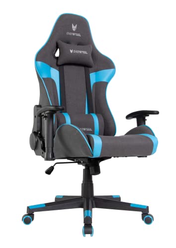 Oversteel - ULTIMET Professional Gaming Chair, Breathable Fabric, 2D Armrests, Height Adjustable, 180° Reclining Backrest, Gas Piston Class 3, Up to 120Kg, Black/Blue