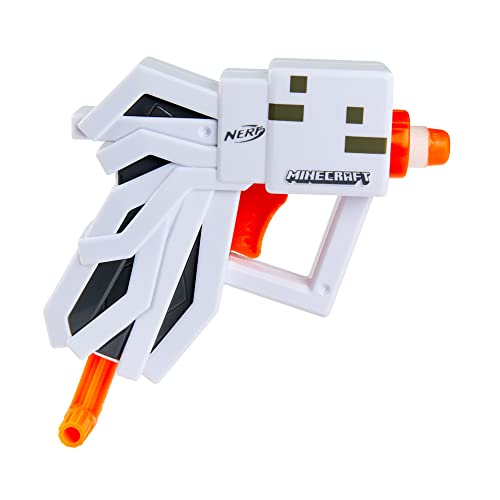 Nerf MicroShots Minecraft Ghast Mini Blaster, Minecraft Ghast Mob Design, Includes 2 Official Nerf Elite Darts, Pull-Down Priming Handle, Multicolor