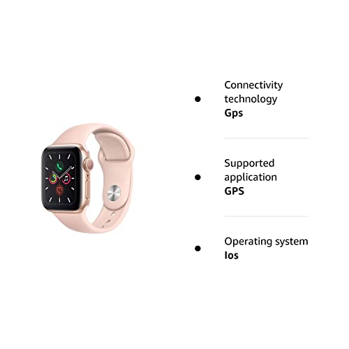 Apple Watch Series 5 (GPS, 40mm) - Gold Aluminium Case with Pink Sand Sport Band (Renewed)