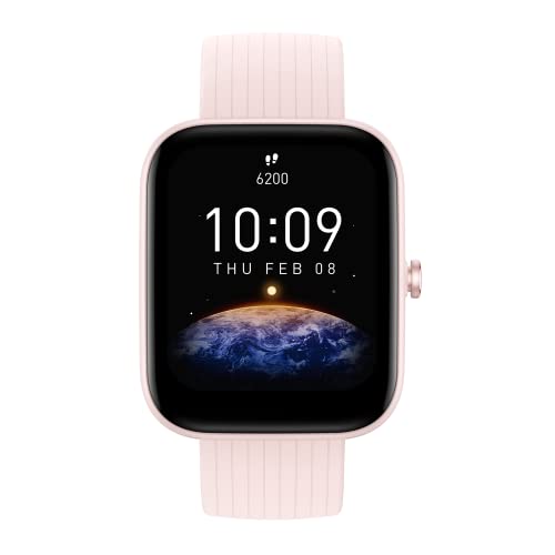 Amazfit Bip 3 Smart Watch with 1.69" Large Color Display, 50+ Watch Faces, Sports Watch with 60 Sports Modes, 5 ATM Waterproof, 14 Days Battery Life, Fitness Watch with Heart Rate, SpO2 Minitor, Pink