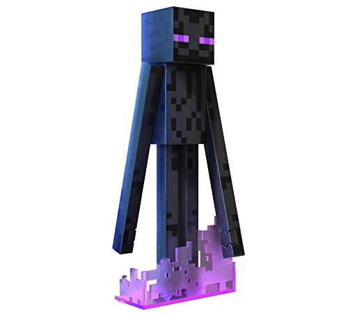 Minecraft Diamond Enderman Action Figure with Accessories Including Flocked Grass Block, 5.5-inch Toy Collectible, HLN40