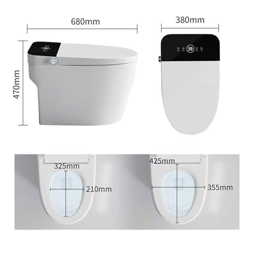 ITENGHUA Smart Toilet for bathrooms, smart bidet Auto Open/Close Lid, with Bidet Built In,Auto Dual Flush, heated toilet seat,Foot Kick Flush