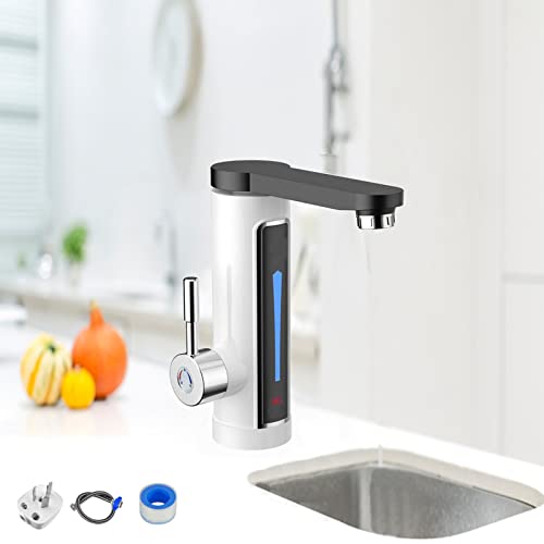 Electric Instant Heater Tap,220V Tankless Instant Hot Water Faucet with LED Digital Display,Supply Hot and Cold Water,Fast Heating Tap for Kitchen Bathroom