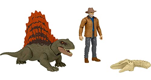 Jurassic World Dominion Dr Alan Grant & Dimetrodon Human and Dino Pack with 2 Action Figures, Toy Gift Set and Collectible