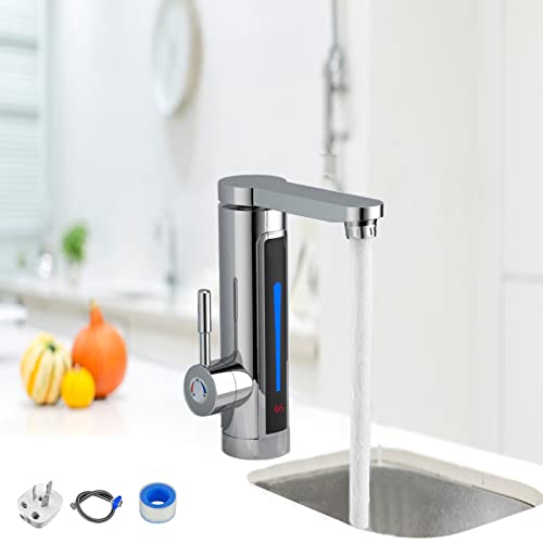 Electric Instant Heater Tap,220V Tankless Instant Hot Water Faucet with LED Digital Display,Supply Hot and Cold Water,Fast Heating Tap for Kitchen Bathroom