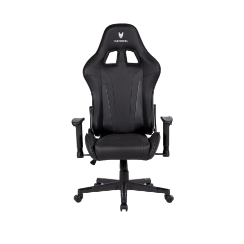 Oversteel - ULTIMET Professional Gaming Chair Leatherette, 2D Armrests, Height Adjustable, Reclining Backrest 180º, Gas Piston Class 3, Up to 120Kg, Black