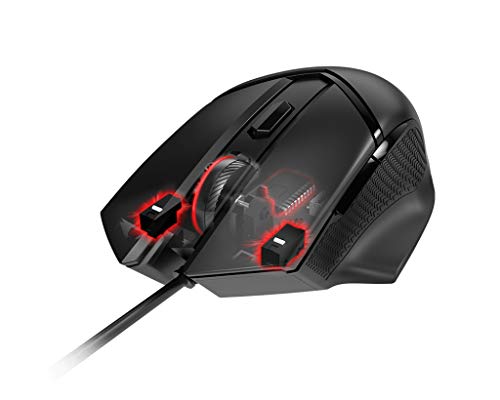 MSI CLUTCH GM20 ELITE Gaming Mouse - 6400 DPI Optical Sensor, Right-Handed, 20M+ Click Switches, 6-Buttons, Adjustable Weight System, 1ms Latency, RGB Mystic Light, 98-109g - Wired