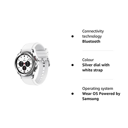 Samsung Galaxy Watch4 Classic Smart Watch, Rotating Bezel, Health Monitoring, Fitness Tracker, 4G, 42mm, Silver (UK Version) (Renewed)