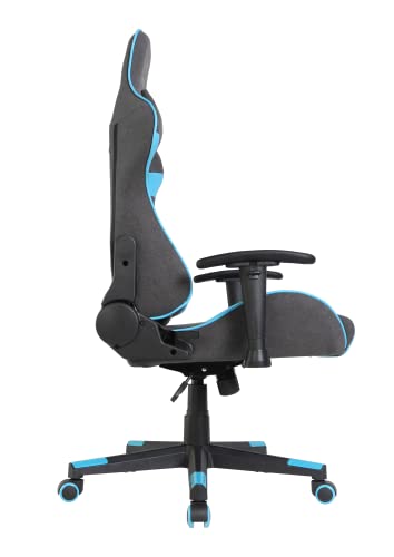 Oversteel - ULTIMET Professional Gaming Chair, Breathable Fabric, 2D Armrests, Height Adjustable, 180° Reclining Backrest, Gas Piston Class 3, Up to 120Kg, Black/Blue