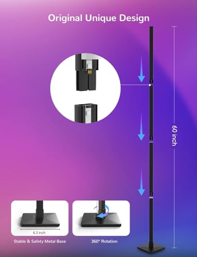 ibaye Smart LED Floor Lamp, RGB Corner Music and DIY Mode, Modern Standing Lamp with Alexa, Google Assistant WiFi APP, Color Changing Mood Lighting for Living Room, Bedroom (Black)