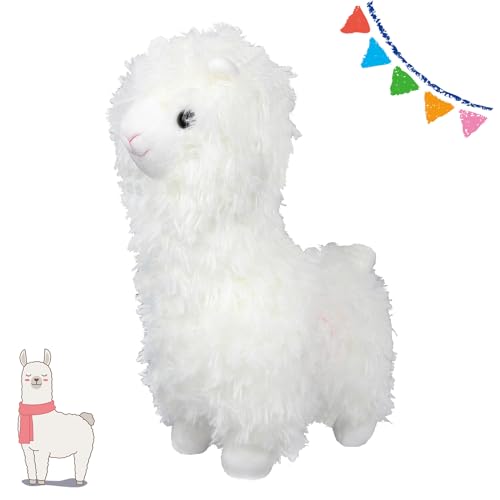 Fadcaer Alpaca Plush Toy, Soft Alpaca Stuffed Plush Toy, Cute Alpaca Plush Doll, Alpaca Plush Hugs Pillow for Home Decoration and Kids Gift (White)