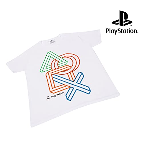 Playstation 3D Icons T-Shirt, Kids, 5-15 Years, White, Official Merchandise