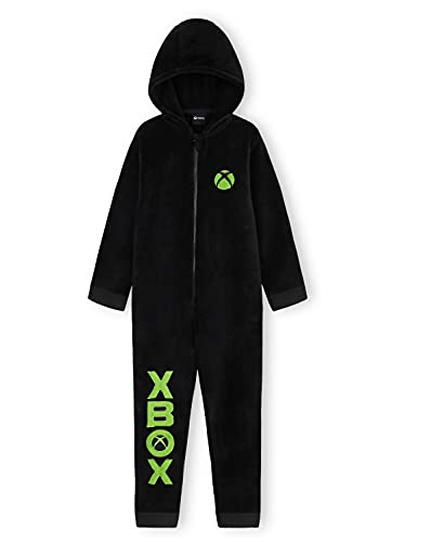 Xbox Onesies For Boys, Kids Fluffy Pyjamas, Gaming Merchandise, Gamer Gifts (Black, 9-10)