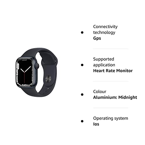 Apple Watch Series 7 (GPS, 41mm) - Midnight Aluminium Case with Midnight Sport Band (Renewed)