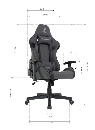 Oversteel - ULTIMET Professional Gaming Chair, Breathable Fabric, 2D Armrests, Height Adjustable, 180° Reclining Backrest, Gas Piston Class 3, Up to 120Kg, Black