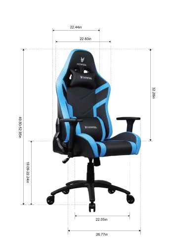 Oversteel - DIAMOND Professional Gaming Chair Leatherette, 3D Armrests, Height Adjustable, Reclining 180º, Gas Piston Class 4, Up to 150Kg, Color Blue