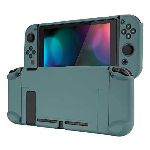 eXtremeRate PlayVital Back Cover for Nintendo Switch Console, NS Joycon Handheld Controller Separable Protector Hard Shell, Customized Dockable Protective Case for Nintendo Switch - Hunter Green