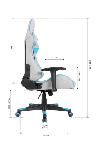 Oversteel - ULTIMET Professional Gaming Chair, Breathable Fabric, 2D Armrests, Height Adjustable, 180° Reclining Backrest, Gas Piston Class 3, Up to 120Kg, Gray/Blue