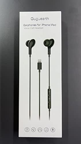 Guguearth Lightning Headphones for iPhone, MFi Certified Headphones for iPhone 11 In-Ear Noise Isolating Magnetic Earbuds with Microphone Controller Earphones for iPhone 14/13/12/11 Pro Max X XS XR 8P