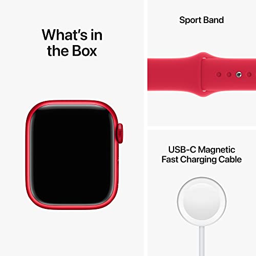 Apple Watch Series 8 (GPS 41mm) Smart watch - (PRODUCT) RED Aluminium Case with (PRODUCT) RED Sport Band - Regular. Fitness Tracker, Blood Oxygen & ECG Apps, Water Resistant