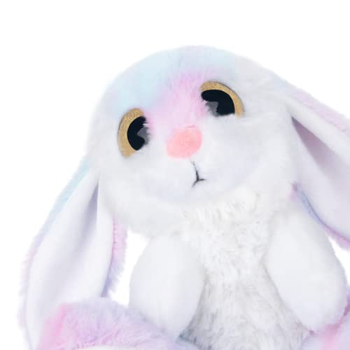 My OLi Easter Bunny Soft Toy 22cm/8.5" Plush Rabbit With Floppy Bunny Ears Stuffed Animal Bunny Teddy Toy Easter Bunny Decorations Gifts For Babies Kids Boys Girls | Rainbow