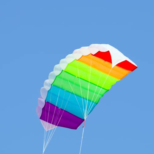 Nicoone Rainbow Kite for Children and Adults, Soft Stunt Sport Parafoil Kite with 30M/ 100FT Rope,Dual Line Sport Kite,Outdoor Seaside Beach Toy 1. 4M