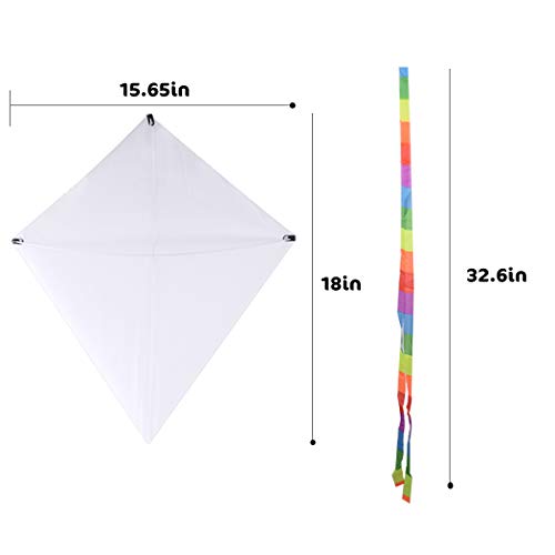 ZOYLINK 12 Sets Kids White Kite Blank Kite Outdoor Game Toy Creative DIY Coloring Flying Kite with Swivel and Line