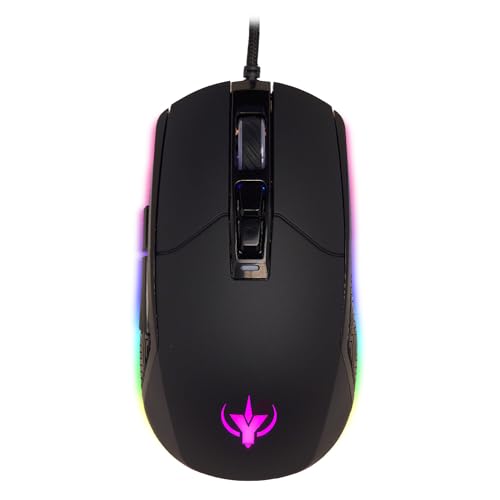 SPYCO Action MO-101, Ergonomic Gaming Mouse, 7200 DPI, RGB Light with 6 Chromatic Effects, Weight 123 Grams, 7 Programmable Buttons, Braided Wire