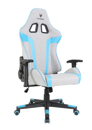 Oversteel - ULTIMET Professional Gaming Chair, Breathable Fabric, 2D Armrests, Height Adjustable, 180° Reclining Backrest, Gas Piston Class 3, Up to 120Kg, Gray/Blue