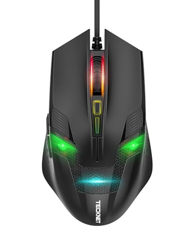 TeckNet Wired Gaming Mouse，RGB mouse gaming, RAPTOR Pro 10000dpi wired mouse with 8 Programmable Buttons,Ergonomic Optical Computer Wired Gaming Mice with Fire Button