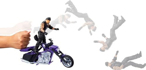 WWE Wrekkin' Action Figure & Toy Vehicle Set, Undertaker with Slamcycle Motorcycle with Lanching Action and Breakable Parts, HTR84