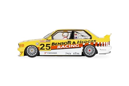 Scalextric Hornby Hobbies LTD C4401 BMW E30 M3-Bathurst 1000 1992-Longhurst and Cecotto Slot Classic Touring Cars, Yellow, 1:32 Scale