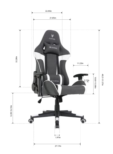 Oversteel - ULTIMET Professional Gaming Chair, Breathable Fabric, 2D Armrests, Height Adjustable, 180° Reclining Backrest, Gas Piston Class 3, Up to 120Kg, Black/White