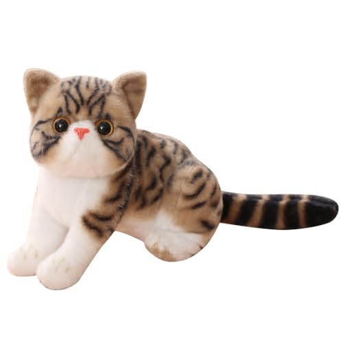 Uposao Cat Plush Soft Toys Stuffed Animal Cat Realistic Toy Cute Cat Doll Model Soft Stuffed Animal Pillow Soothing Hugging Sleeping Children Birthday Gift Boys Girls, 26cm