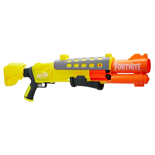 Nerf Fortnite Legendary TAC Blaster, Yellow Glow Wrap Design, 6-Dart Mega Drum, 6 Nerf AccuStrike Mega Darts, Multicolor, One Size