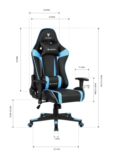 Oversteel - ULTIMET Professional Gaming Chair Leatherette, 2D Armrests, Height Adjustable, Reclining Backrest 180º, Gas Piston Class 3, Up to 120Kg, Blue